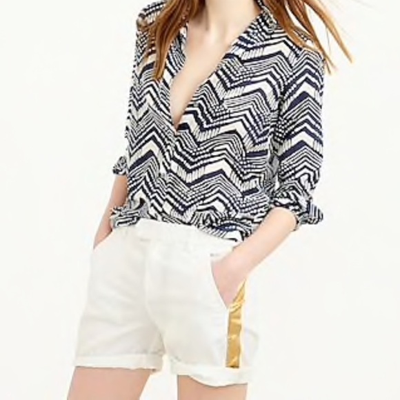 J Crew Gold Foil Tuxedo Striped Shorts - Picture 1 of 6